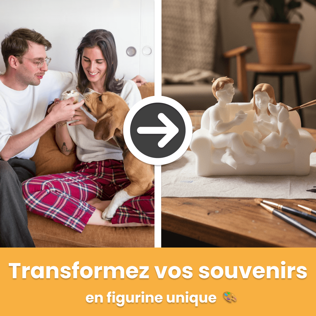 Figurine Personnalisée 3D à Partir De Photo - Cadeau Unique Noël, Anniversaire, Saint-Valentin - Résine HD Style Cartoon