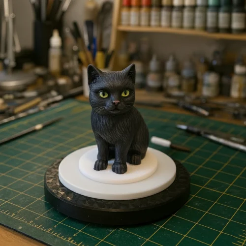 Figurine chat peint