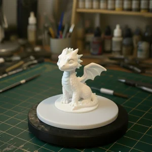 Petit dragon blanc en résine