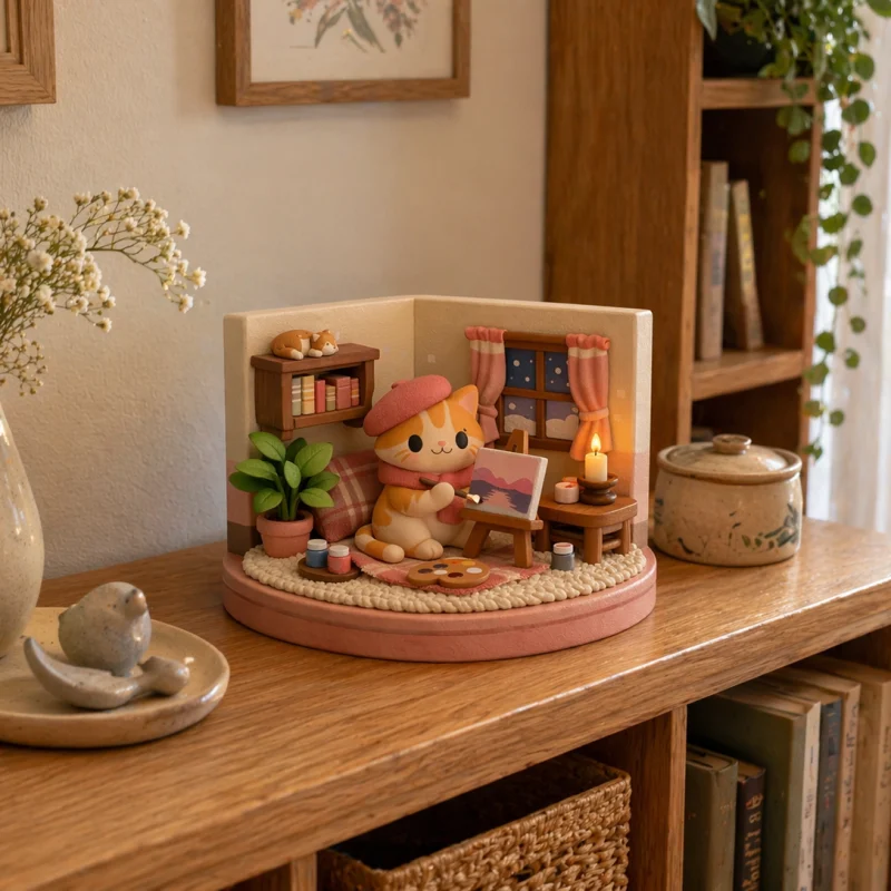 Chat Artiste - Figurine Cosy