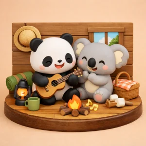 Duo Panda & Koala Musiciens – Figurine Cosy