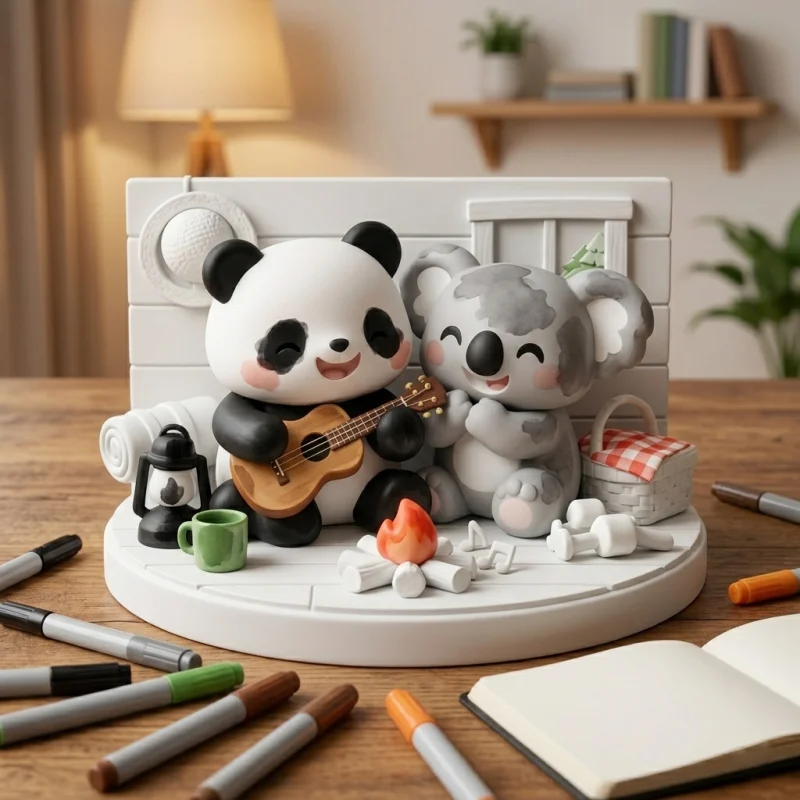 Duo Panda & Koala Musiciens – Figurine Cosy