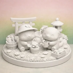 Loutres au Jardin Zen – Figurine Cosy