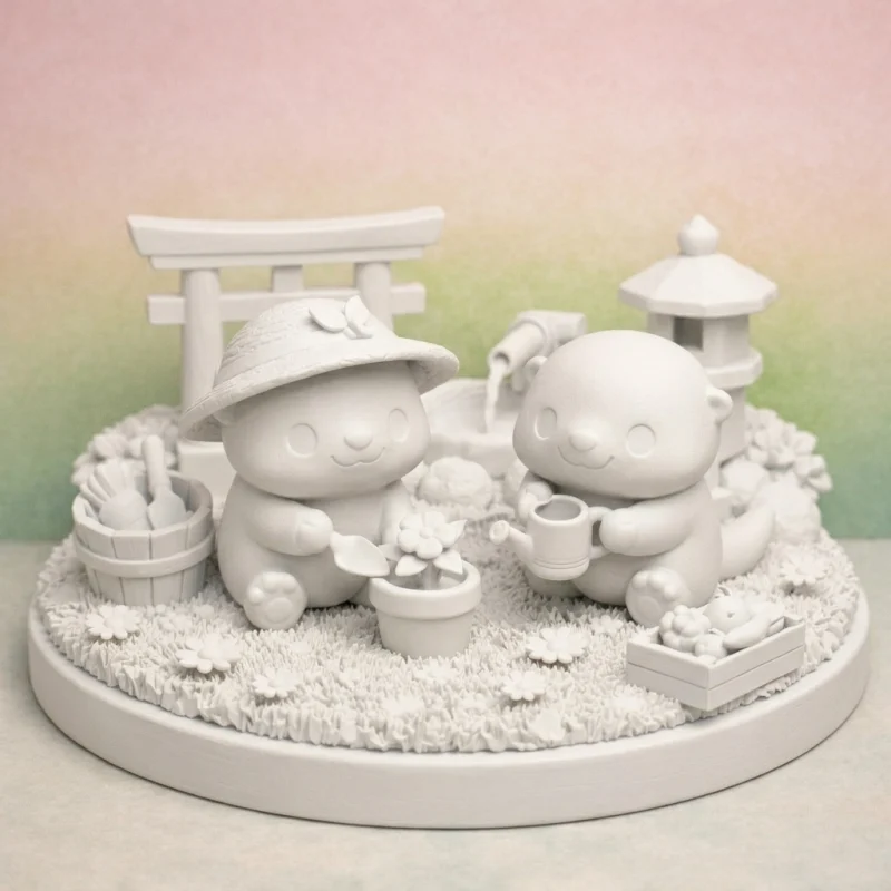 Loutres au Jardin Zen – Figurine Cosy