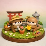 Loutres au Jardin Zen – Figurine Cosy