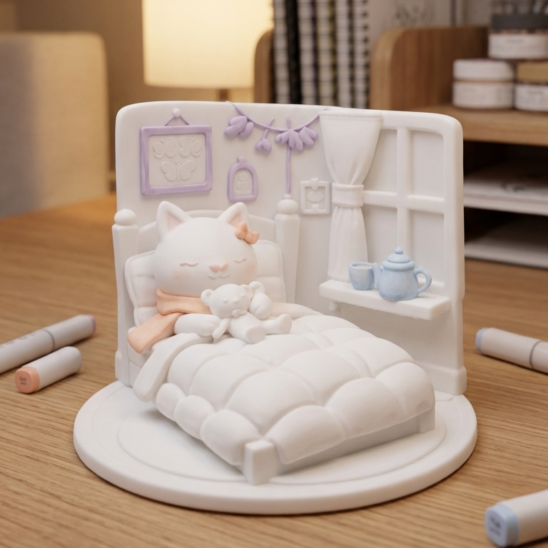 Chat sous la couette - Figurine Cosy