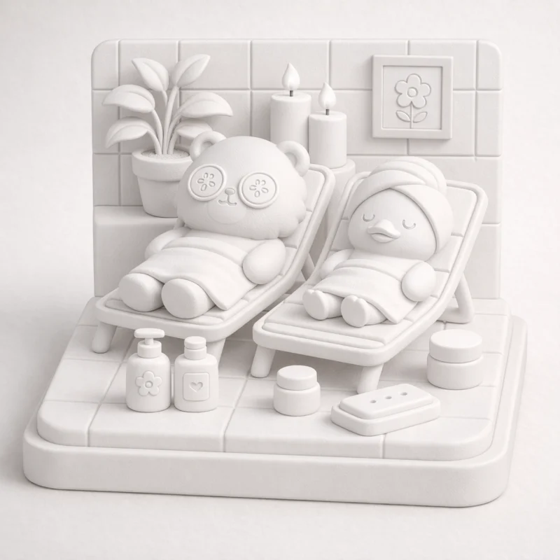 Détente au spa - Figurine Cosy